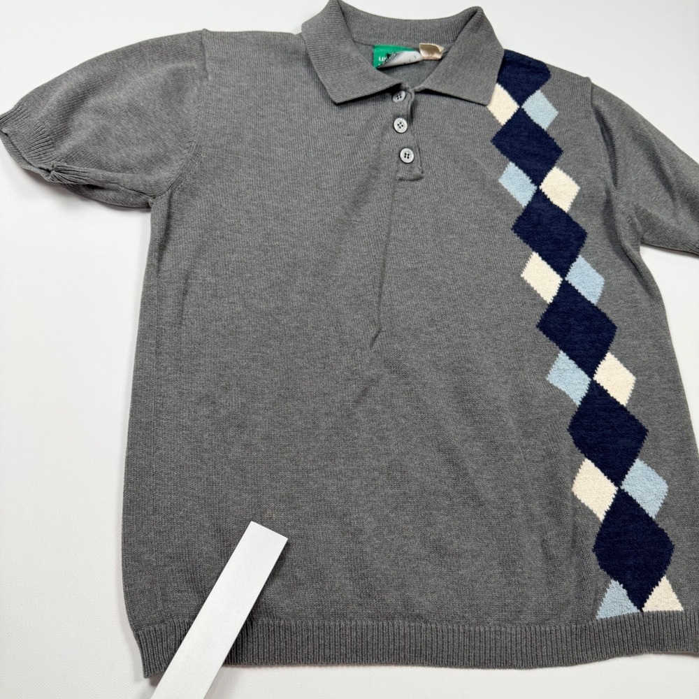 Liz Claiborne LizGolf 90's Vintage Polo Sweater Womens M Grey Good Argyle - Picture 9 of 11